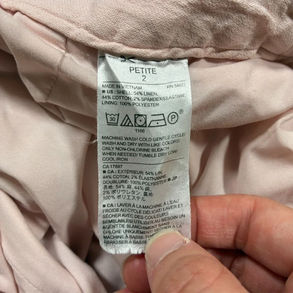 Banana Republic Avery Womens Pants Petite Size 2P Peach Linen Blend Low Rise‎